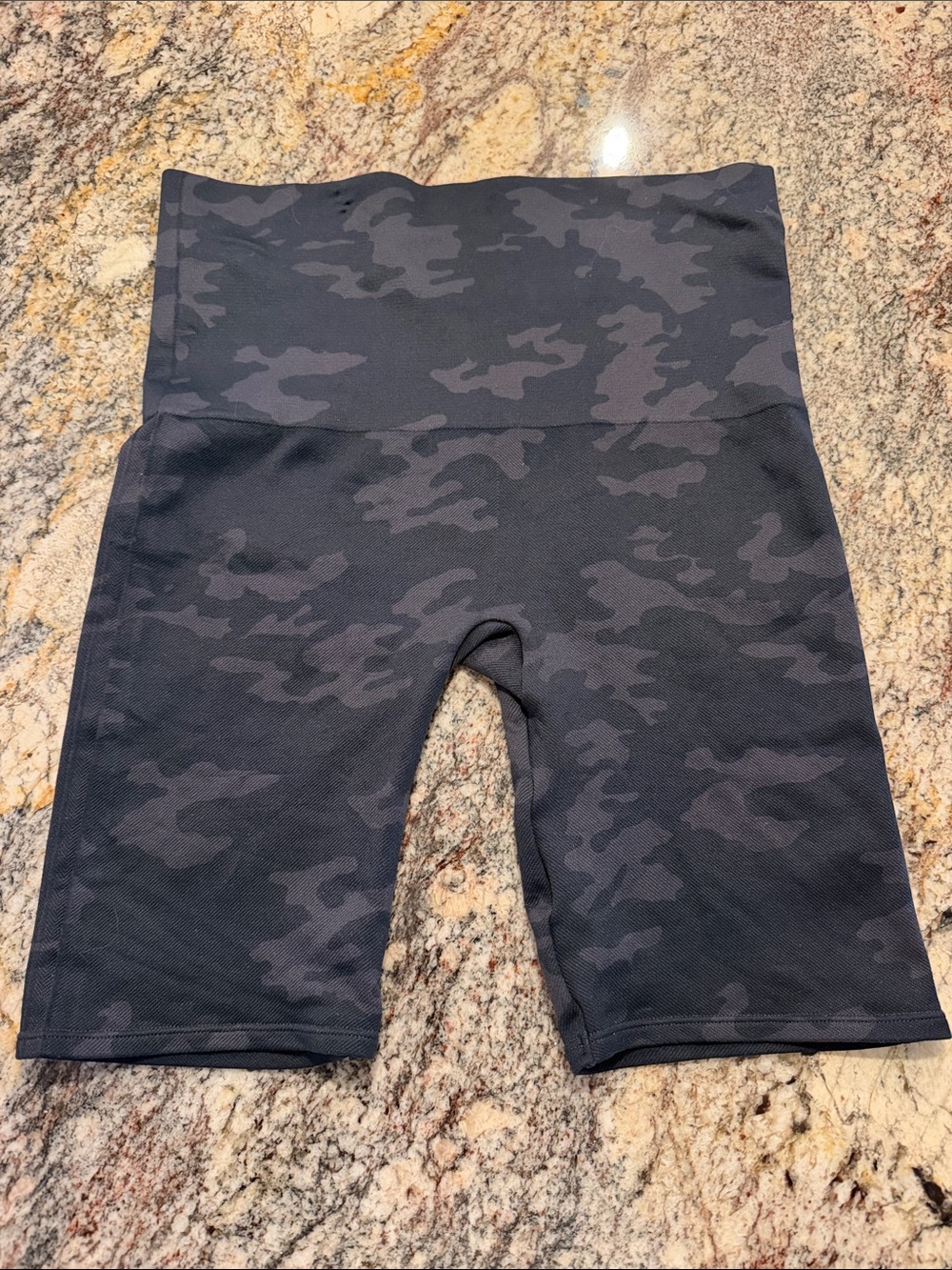 SPANX High-Waist Black Camo Bike Shorts